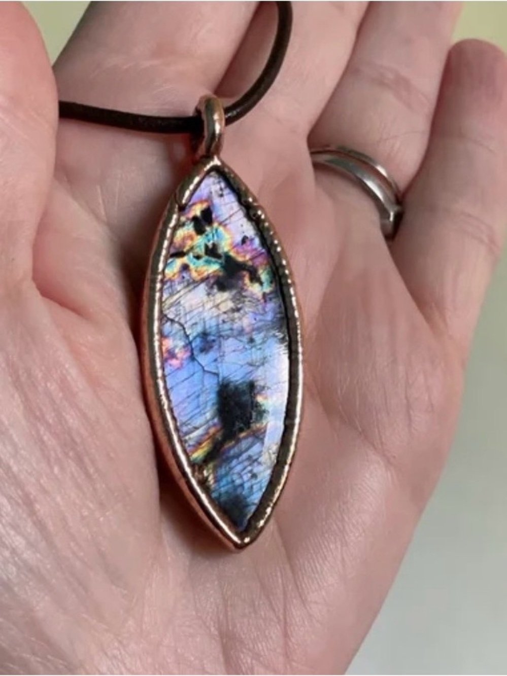 Handcrafted Electroformed Labradorite Pendant